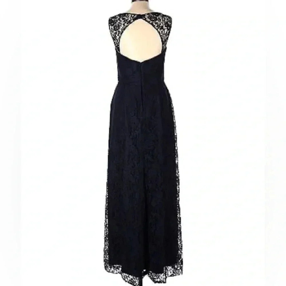 Amsale navy blue lace sleeveless maxi gown sz 16 - Picture 2 of 9